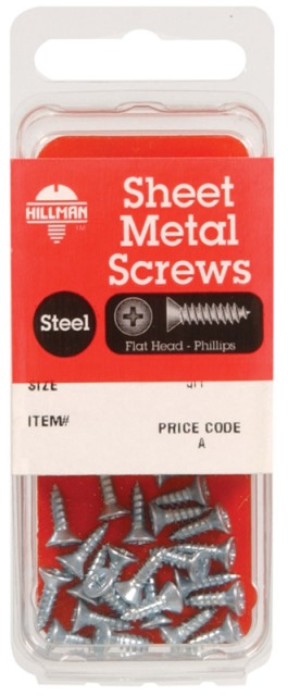 [400007040] Hillman No. 12 X 1-1/2 in. L Phillips Flat Head Zinc-Plated Steel Sheet Metal Screws 8 Pack