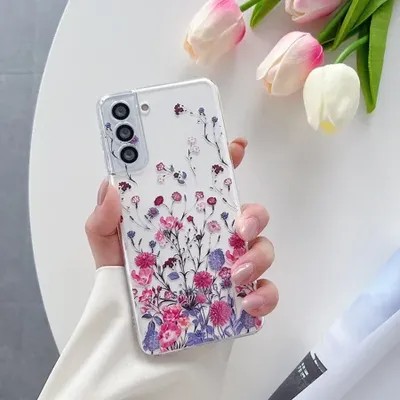 [4002398F] Cute Flower Painted Phone Case for Samsung S24 S22 S21 S20 FE Ultra Clear Silicone Cases for Samsung Galaxy S23 Plus Ultra Shell