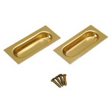 [403PPK2] Sliding Door Pull, Bright Brass Rectangle, 3-in Pair