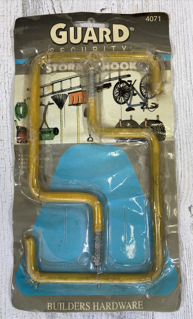 Large Utility Hooks 2 Yellow Vinyl Coated Heavy Duty Guard Security Brand NOS