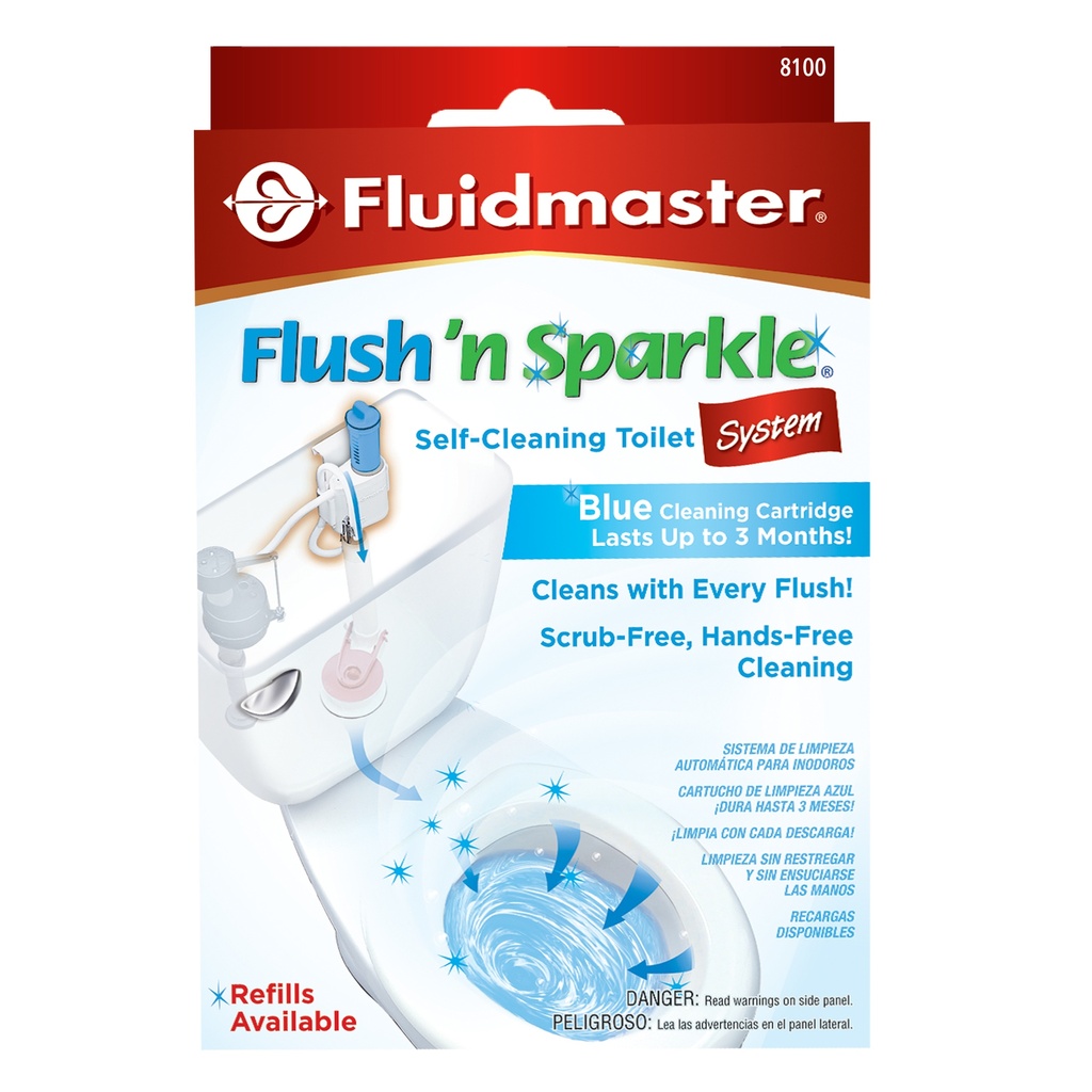 Fluidmaster 8100P8 Flush 'n Sparkle Toilet Bowl Cleaning System with Blue Cleaning Formula Toilet Accessories and Parts Toilet Accessories