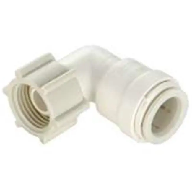 Swivel Pipe Elbow, 1/2 X 3/4 in, 90 Deg Angle, Plastic, Off-White, 100 PSI Pressure