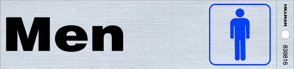 Hillman English Silver Restroom Decal 2 in. H X 8 in. W