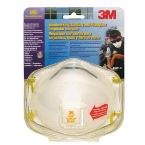 3M N95 Sanding and Fiberglass Disposable Respirator Valved White 2 Pc