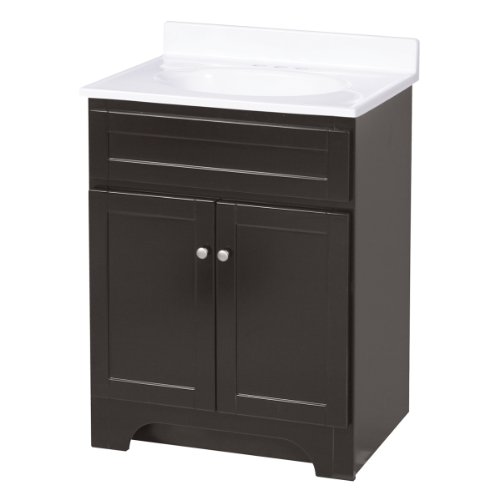COEAT2418 24" Columbia Collection Vanity Combo with Brushed Nickel Knobs and Closed Arched Toe Kick in a Espresso