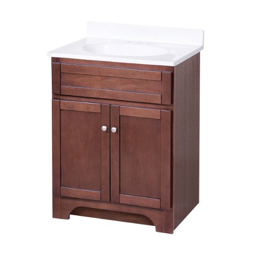 COCAT2418 24" Columbia Collection Vanity Combo with Brushed Nickel Knobs and a Closed Arched Toe Kick in a Cherry