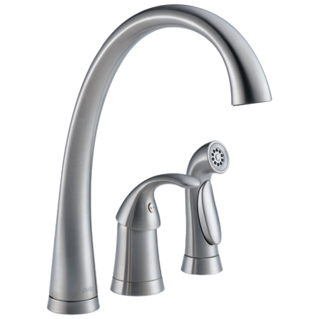 Delta Pilar Waterfall Single-Handle Standard Kitchen Faucet with Side Sprayer in Arctic Stainless