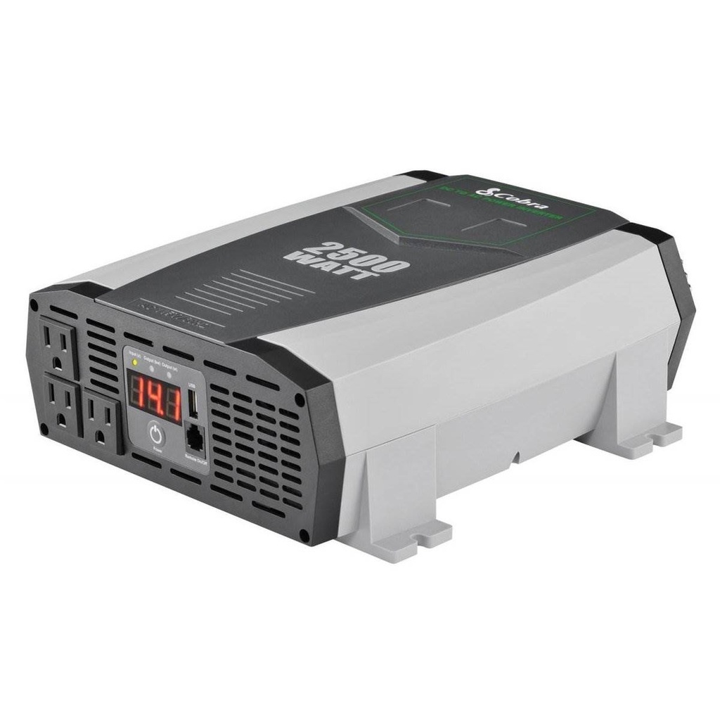 Cobra Electronics Cpi2590 2.1A USB 12V DC to 120V AC 2,500W Power Inverter