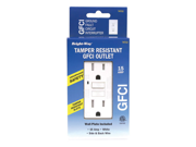 Bright Way, 74713, 15 Amp, 120 Volt, White, Tamper Resistant GFCI Duplex Receptacle Outlet