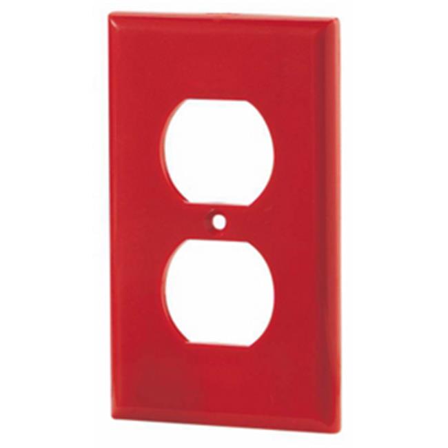 Receptacle Wallplate, 4-1/2 in L, 2-3/4 in W, 1 -Gang, Nylon, Red, High-Gloss