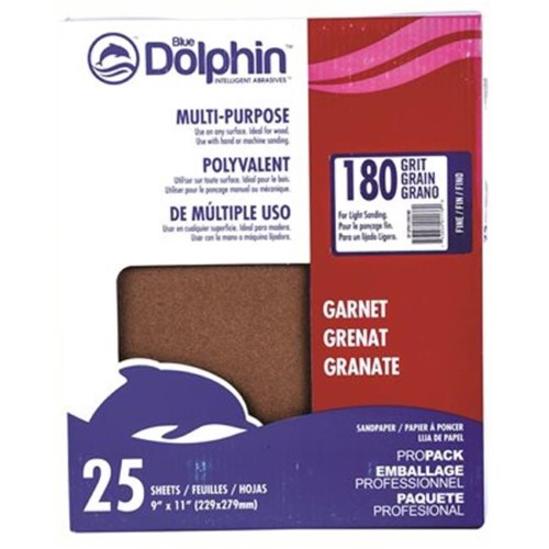 SP GP91125 0180 Natural Garnet Sandpaper, 9 X 11 in, 180 Grit