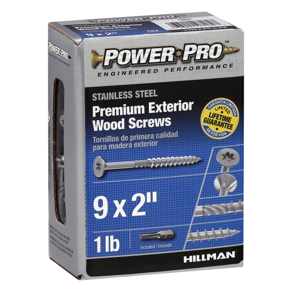 [48621] HILLMAN Power Pro No. 9 Ga. X 2 in. L Stainless Steel Star Flat Head Exterior Deck Screws 1 Lb 126 P