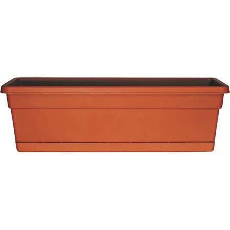 Window Box Planter, 2334 in W, 8 in D, Plastic, Terracotta
