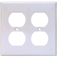 [500232] Receptacle Wallplate, 4-1/2 in L, 4-9/16 in W, 2 -Gang, Thermoset, White