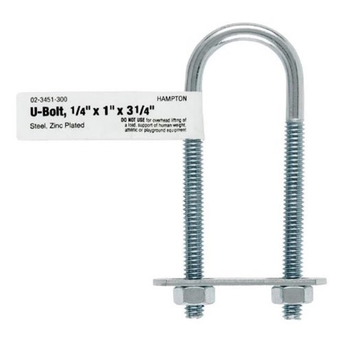 Hampton 1/4 in. X 1 in. W X 3-1/4 in. L Coarse Zinc-Plated Steel U-Bolt