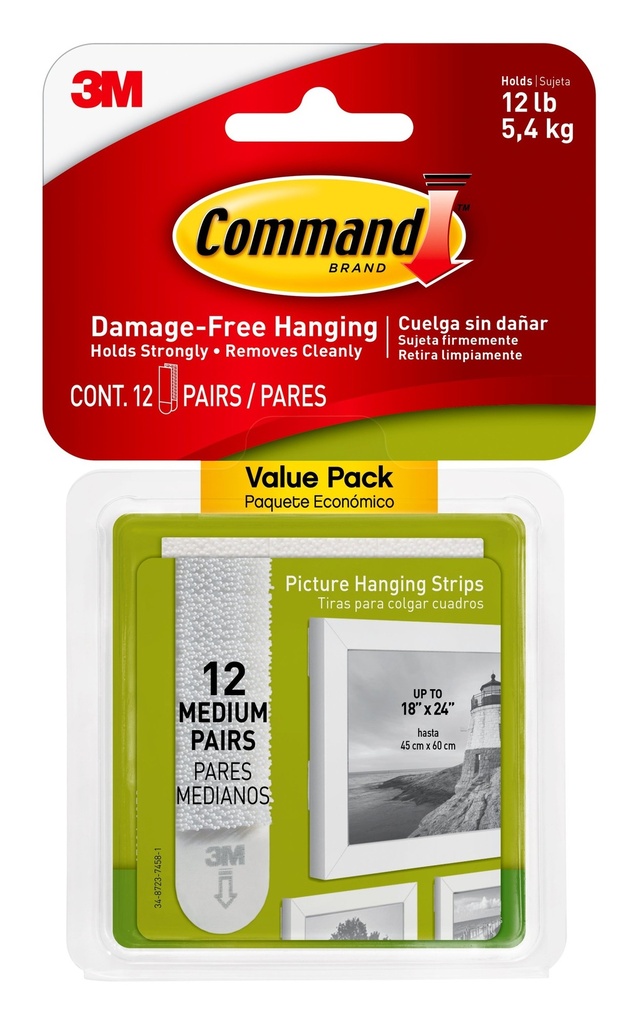 COMMAND 3M Command Medium Picture Hanging Strips Value Pack White (Pac