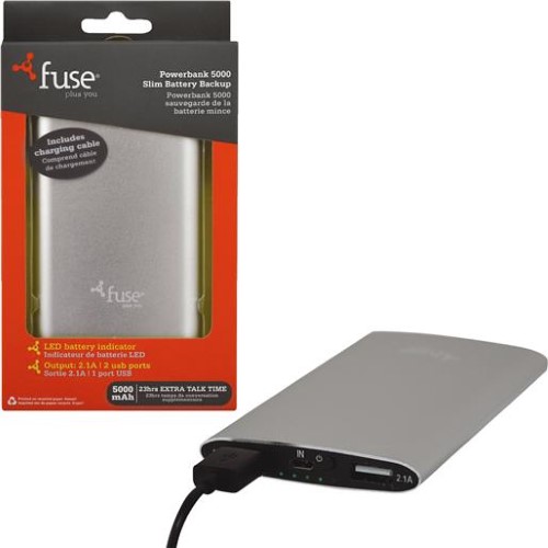 Fuse Plus You 07757 5000 MAh Powerbank Lithium-Ion Slim Battery Backup