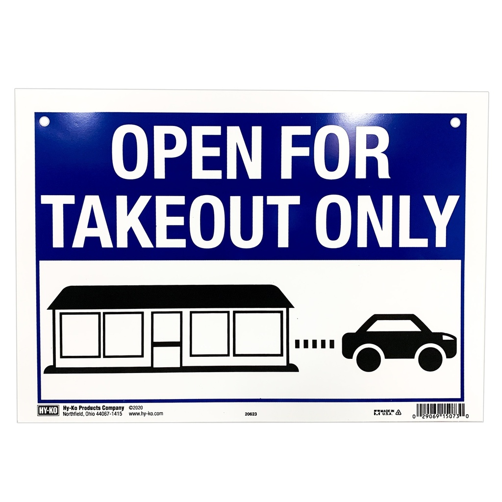 Takeout Only 12 X 8.5 Sign 8.5" X 12", 10PK