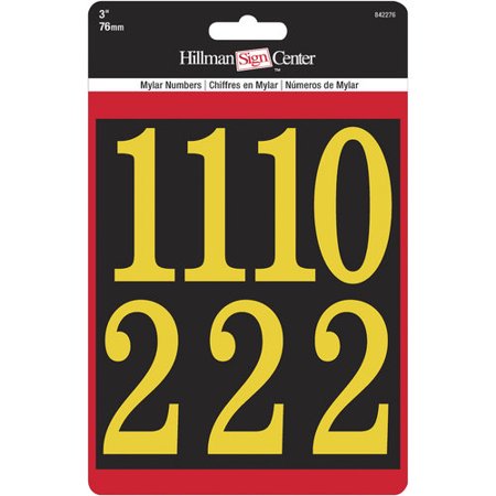 [5027194] Hillman 3 in. Reflective Gold Mylar Self-Adhesive Number Set 0-9 26 Pc