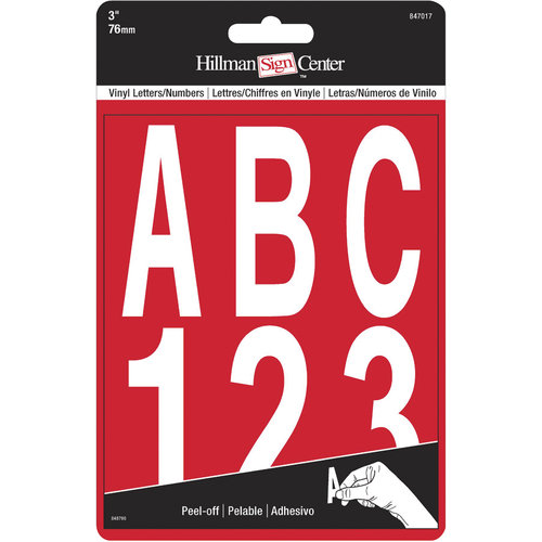 [5027199] Hillman 3 in. White Vinyl Self-Adhesive Letter and Number Set 0-9, a-Z 100 Pc