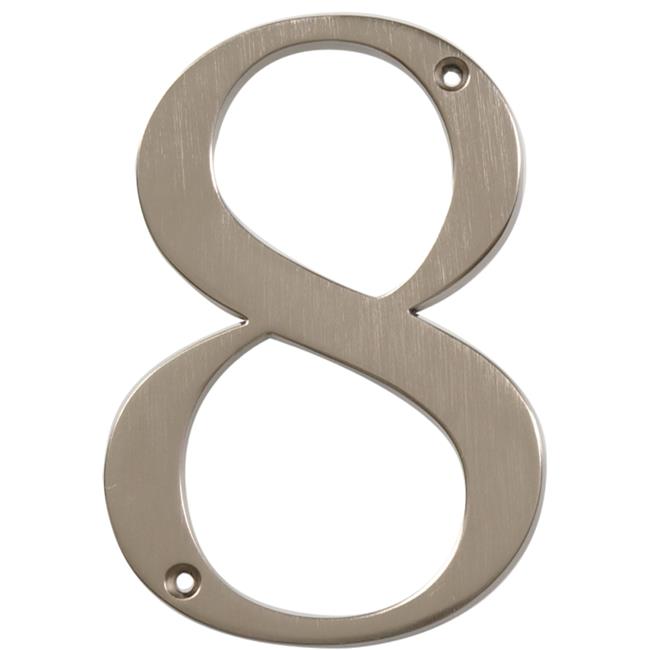 Hillman Distinctions 4 in. Silver Brushed Nickel Screw-on Number 8 1 Pc