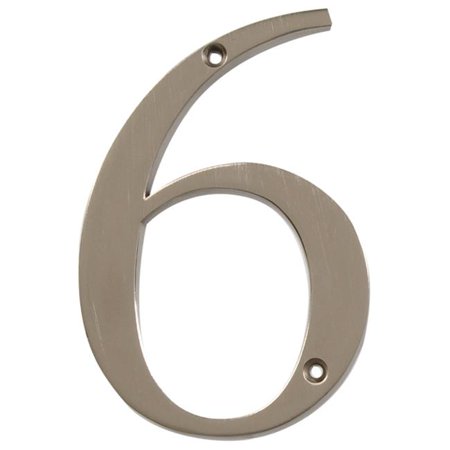 Hillman Distinctions 4 in. Silver Brushed Nickel Screw-on Number 6 1 Pc