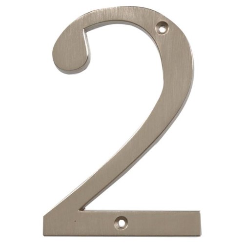 Hillman Distinctions 4 in. Silver Brushed Nickel Screw-on Number 2 1 Pc