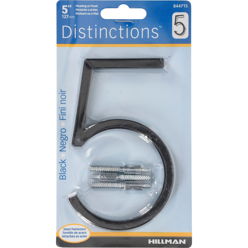 Hillman Distinctions 5 in. Black Metal Screw-on Number 5 1 Pc