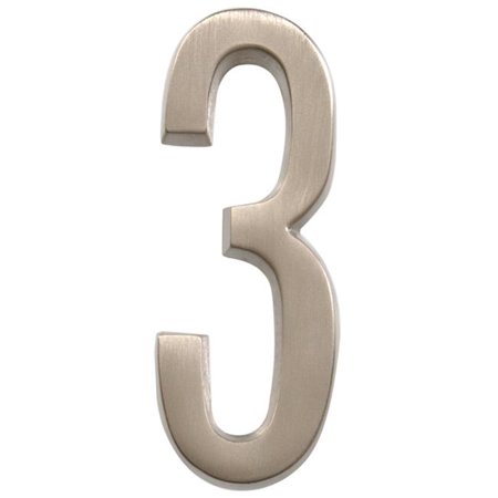 Hillman Distinctions 4 in. Silver Brushed Nickel Self-Adhesive Number 3 1 Pc