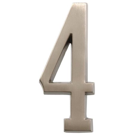 [5029379] Hillman Distinctions 4 in. Silver Brushed Nickel Self-Adhesive Number 4 1 Pc