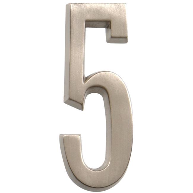 [5029381] Hillman Distinctions 4 in. Silver Brushed Nickel Self-Adhesive Number 5 1 Pc
