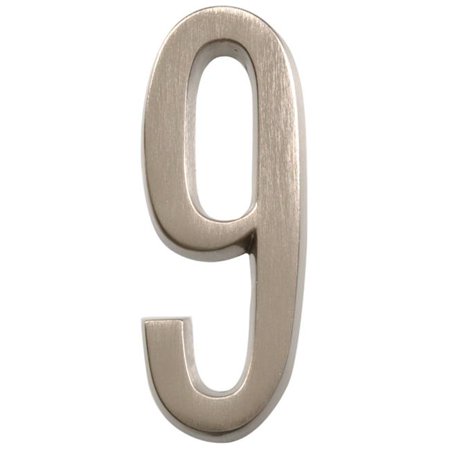 Hillman Distinctions 4 in. Silver Brushed Nickel Self-Adhesive Number 9 1 Pc (Pack of 3)