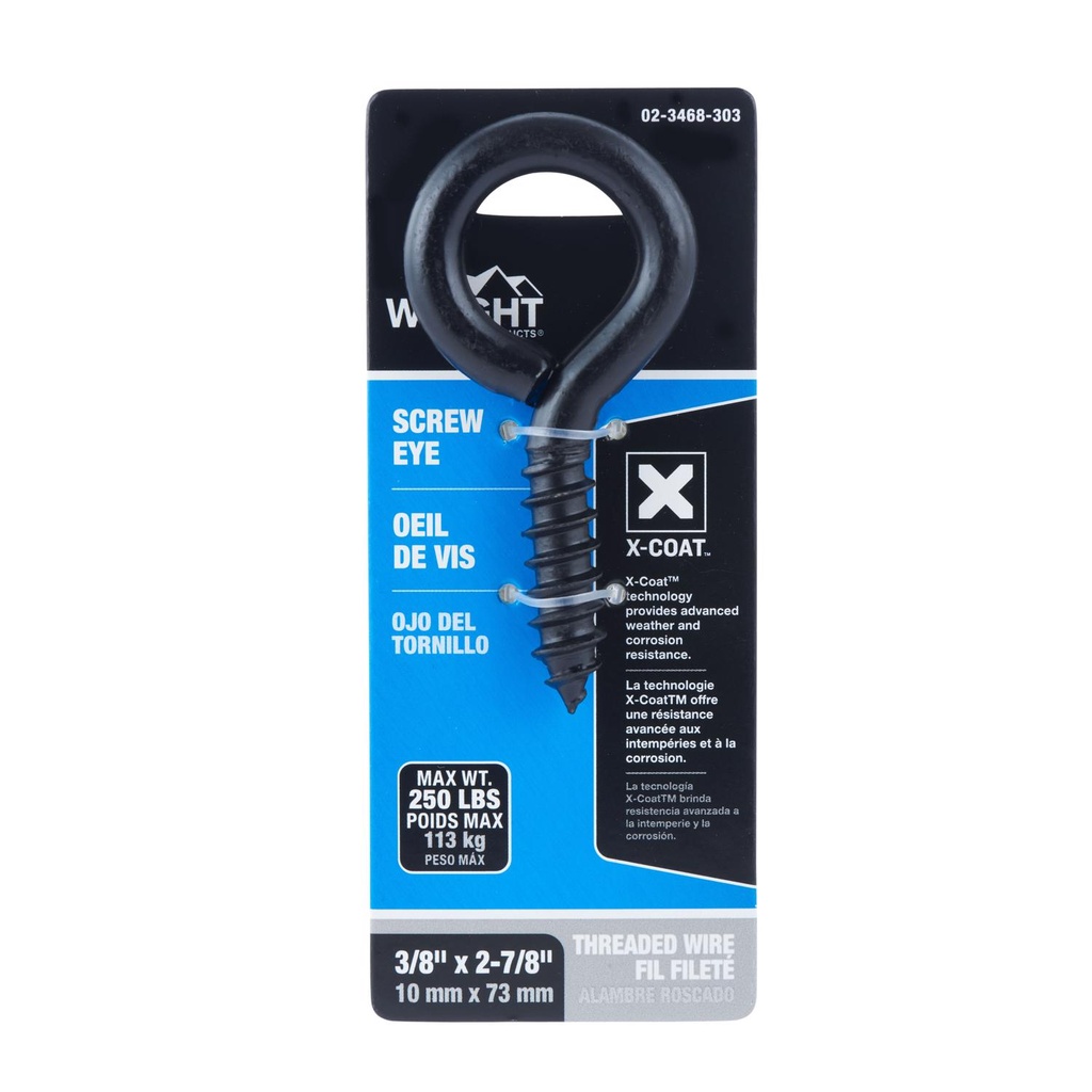 Wright 3/8 in. D X 2-7/8 in. L Black Steel Screw Eye 250 Lb 1 Pk