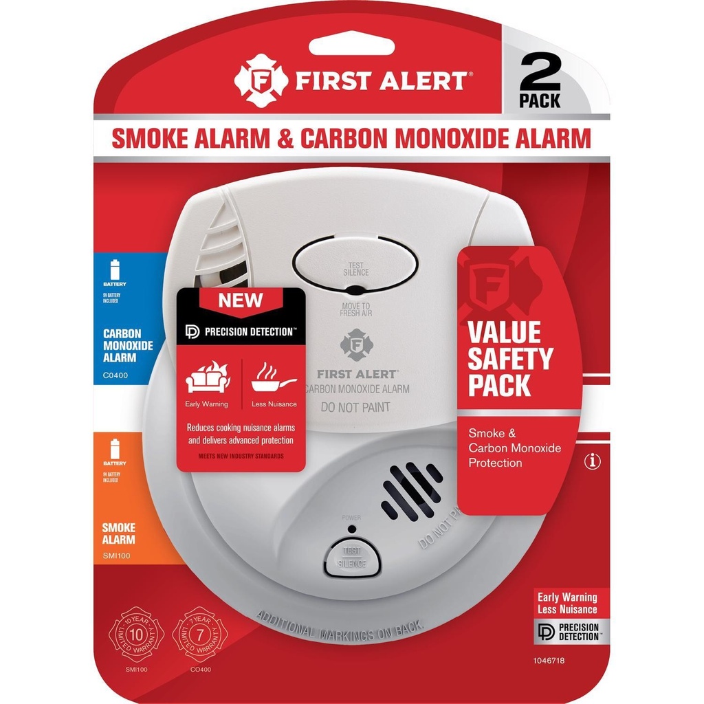 First Alert Battery-Powered Ionization Smoke and Carbon Monoxide Combination Pack 2 Each