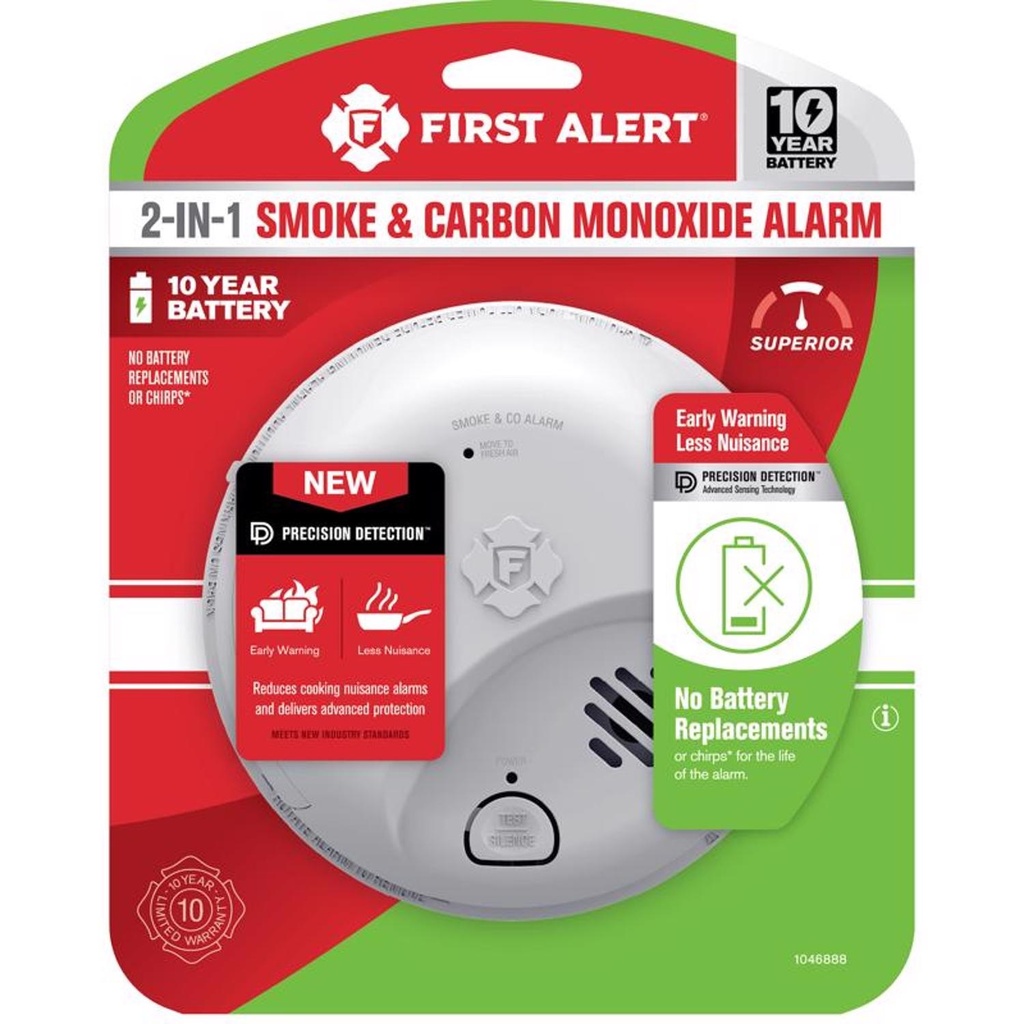 First Alert 10 Year Battery-Powered Ionization Smoke and Carbon Monoxide Detector 1 Each