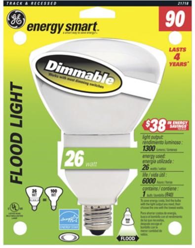 GE 21718 Dimmable Flood Light Bulb 26w Dim R40