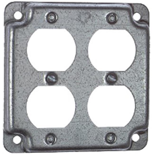 4 in. Square Box Surface Steel Metallic Cover Double Duplex (RS8-10R)