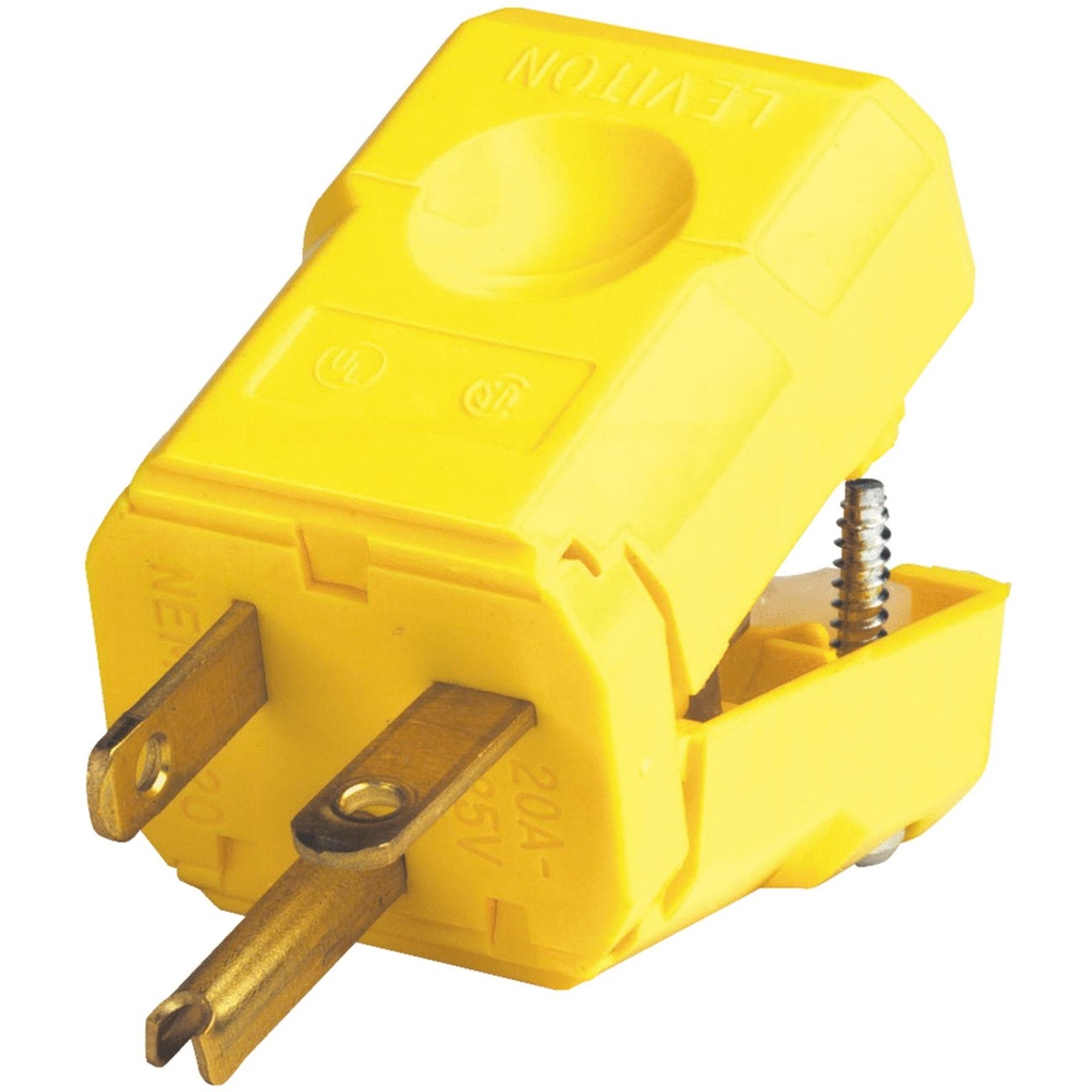 20 Amp 125-Volt Python Straight Blade Grounding Plug, Yellow 5356-VY