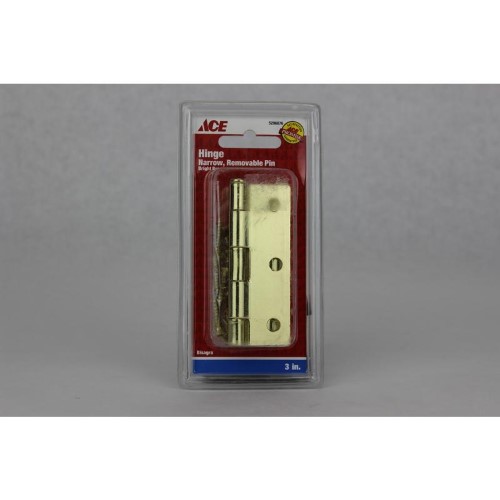 3  Bright Brass Narrow Door Hinge with Removable Pin Ace Door Hinges 5296876