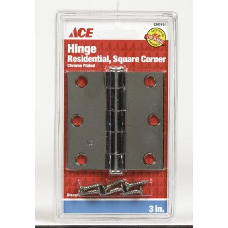 3" Chrome Square Door Hinge Ace Door Hinges 01-3550-013 082901142492