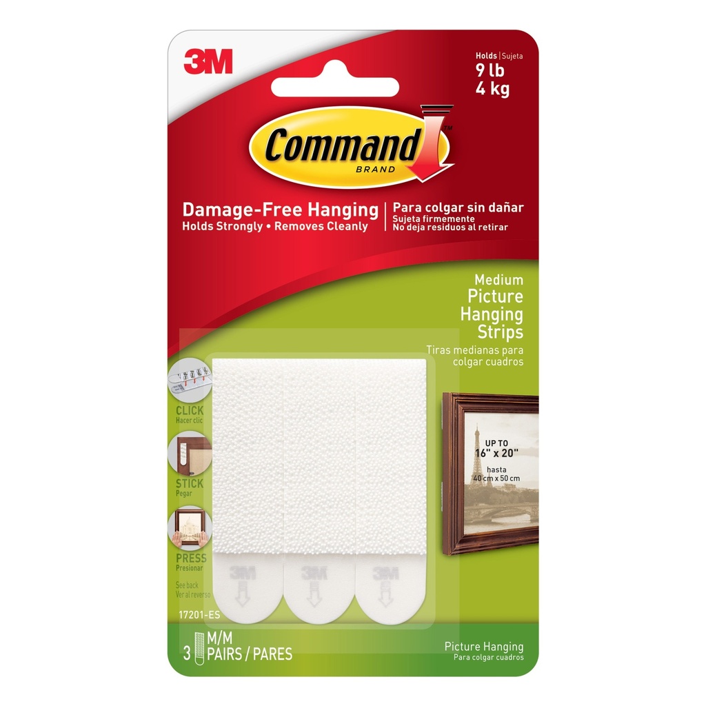 3M Command Picture Hanging Strips, Medium, Set of 3pcs