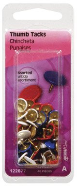 Hillman Assorted Push Pins 40 Pk