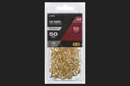 CUP HOOK BRS 1" 50PK
