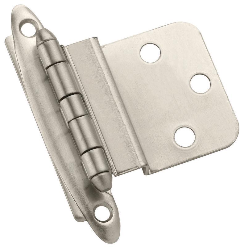 Amerock BP3417 Functional Hardware 3/8 Inch Inset Surface Mount Cabinet Door Hinge with 105 Degree Opening Angle - Pair Satin Nickel Cabinet Hinges