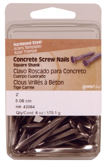 Hillman Concrete Screw Nails 2   Square Steel Clamshell