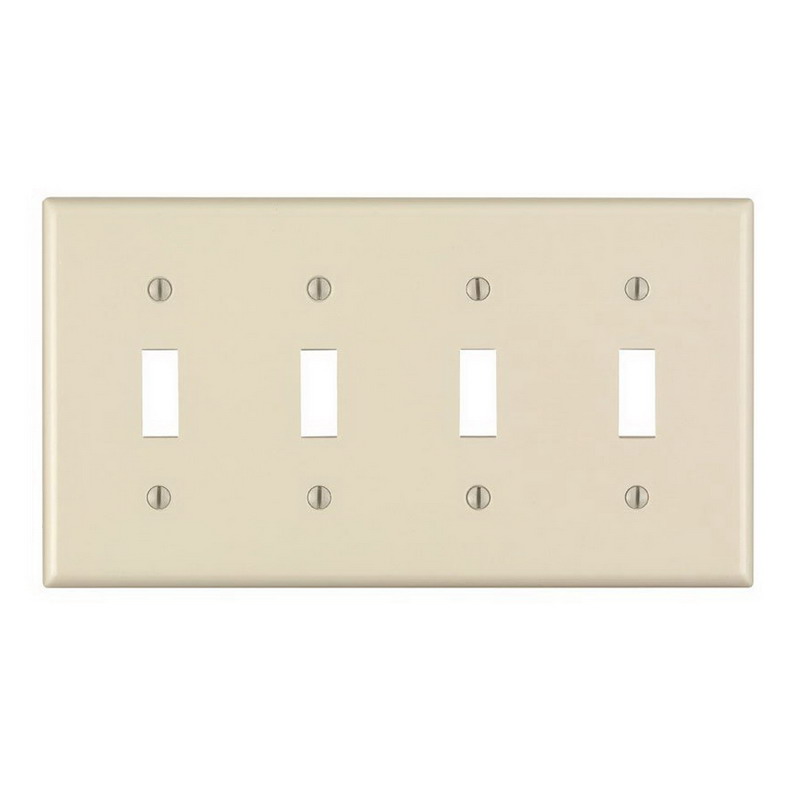 "Leviton 82012 4-Gang Standard-Size Toggle Switch Wallplate Device Mount, Plastic, Almond,"