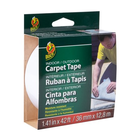 Duck Carpet Tape Roll 1.41'x42' : Rug & Carpet Tape for Hardwood Floors, Off-White, Latex Foam Strip
