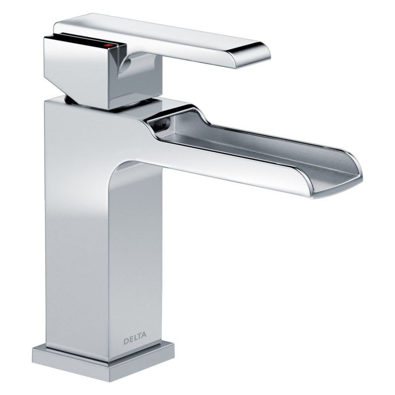 Delta 568LF-LPU Ara 1.2 GPM Single Hole Waterfall Bathroom Faucet - Metal Pop-up Drain Assembly Not Included Chrome Faucet Bathroom Sink Faucets