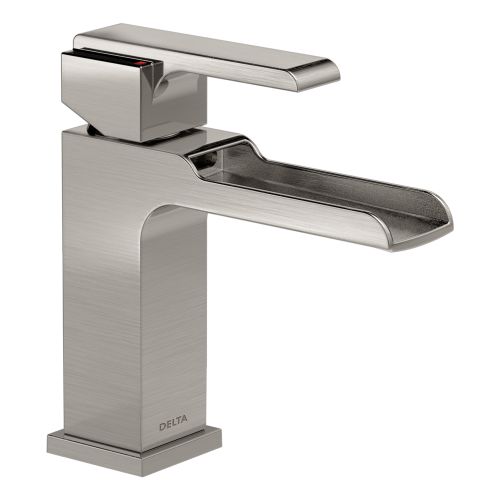 Delta 568LF-LPU Ara 1.2 GPM Single Hole Waterfall Bathroom Faucet - Metal Pop-up Drain Assembly Not Included Brilliance Stainless Faucet Bathroom Sink
