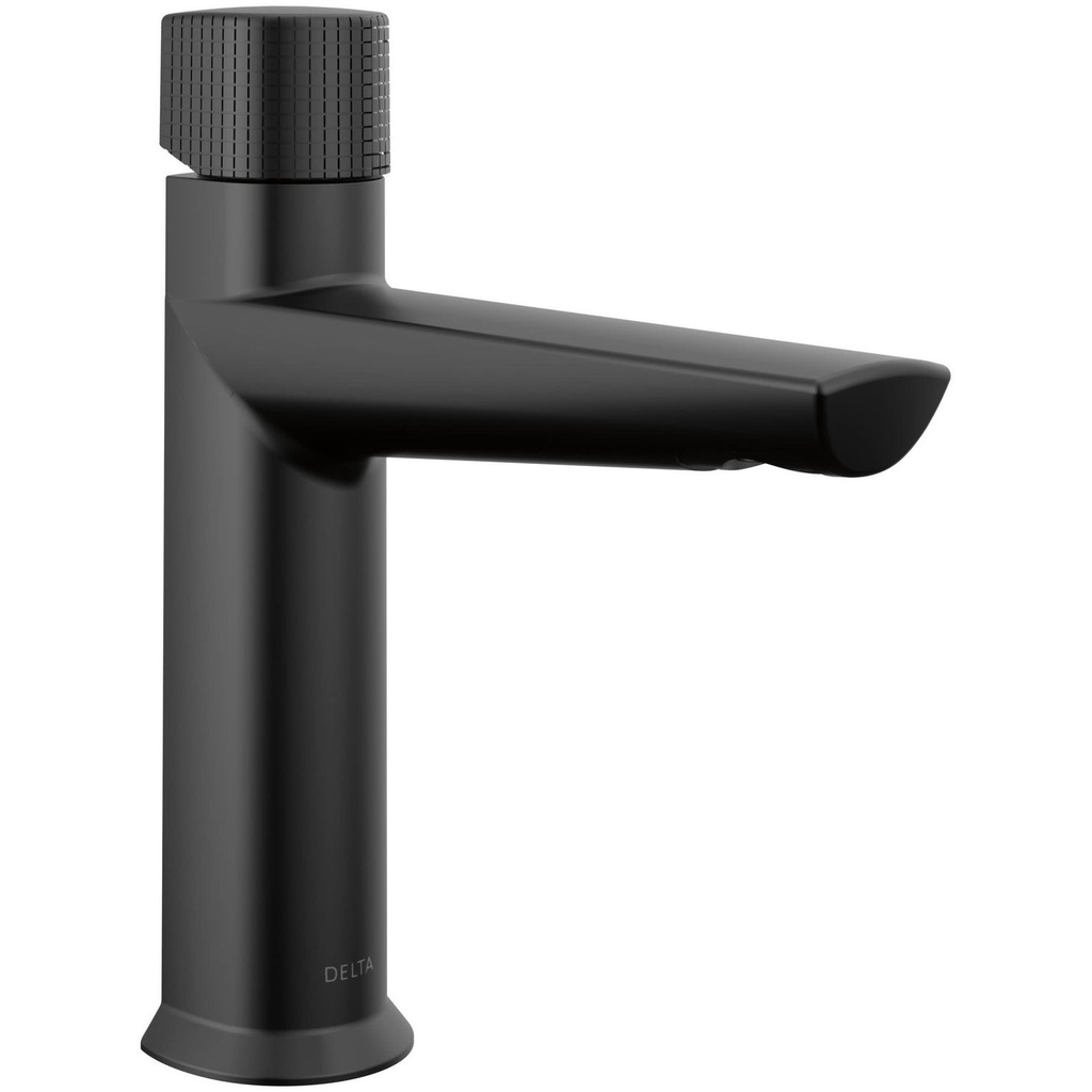 Delta 573-LPU-DST Galeon 1.2 GPM Knurled Knob Single Hole Bathroom Faucet Less Drain Assembly Matte Black Faucet Bathroom Sink Faucets Single Handle